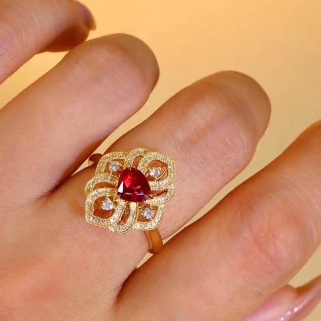 14k Gold 1.28 Ctw Natural Ruby & Diamond Ring - 2