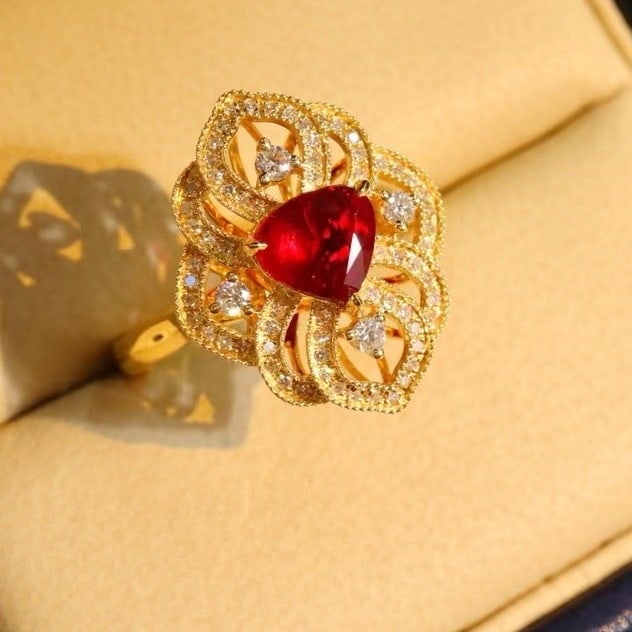 14k Gold 1.28 Ctw Natural Ruby & Diamond Ring - 3
