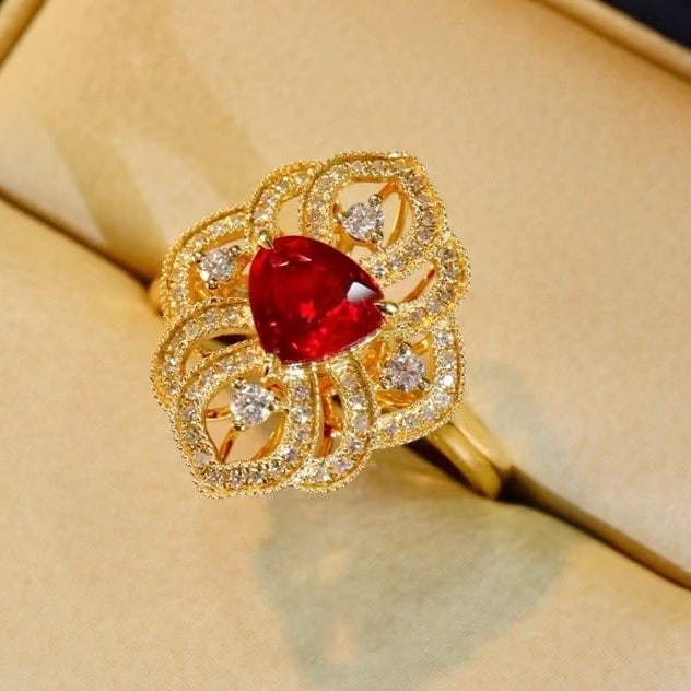 14k Gold 1.28 Ctw Natural Ruby & Diamond Ring - 4
