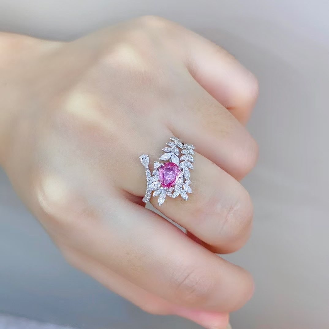 14k Gold 1.67 Ctw Natural Padparadscha Sapphire & Diamond Ring - 3