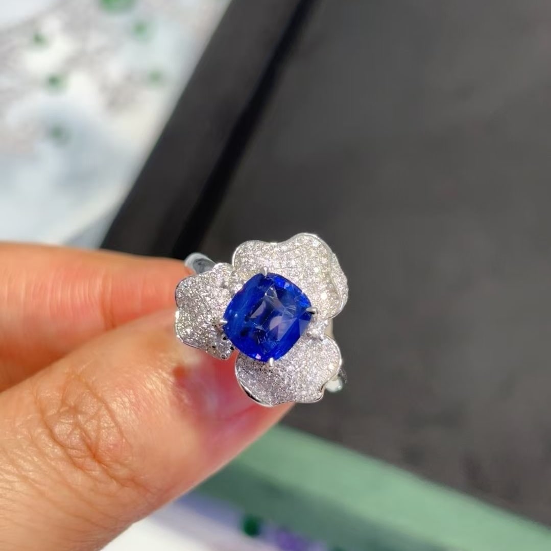 14k Gold 3.32 Ctw Natural Sapphire & Diamond Ring - 3