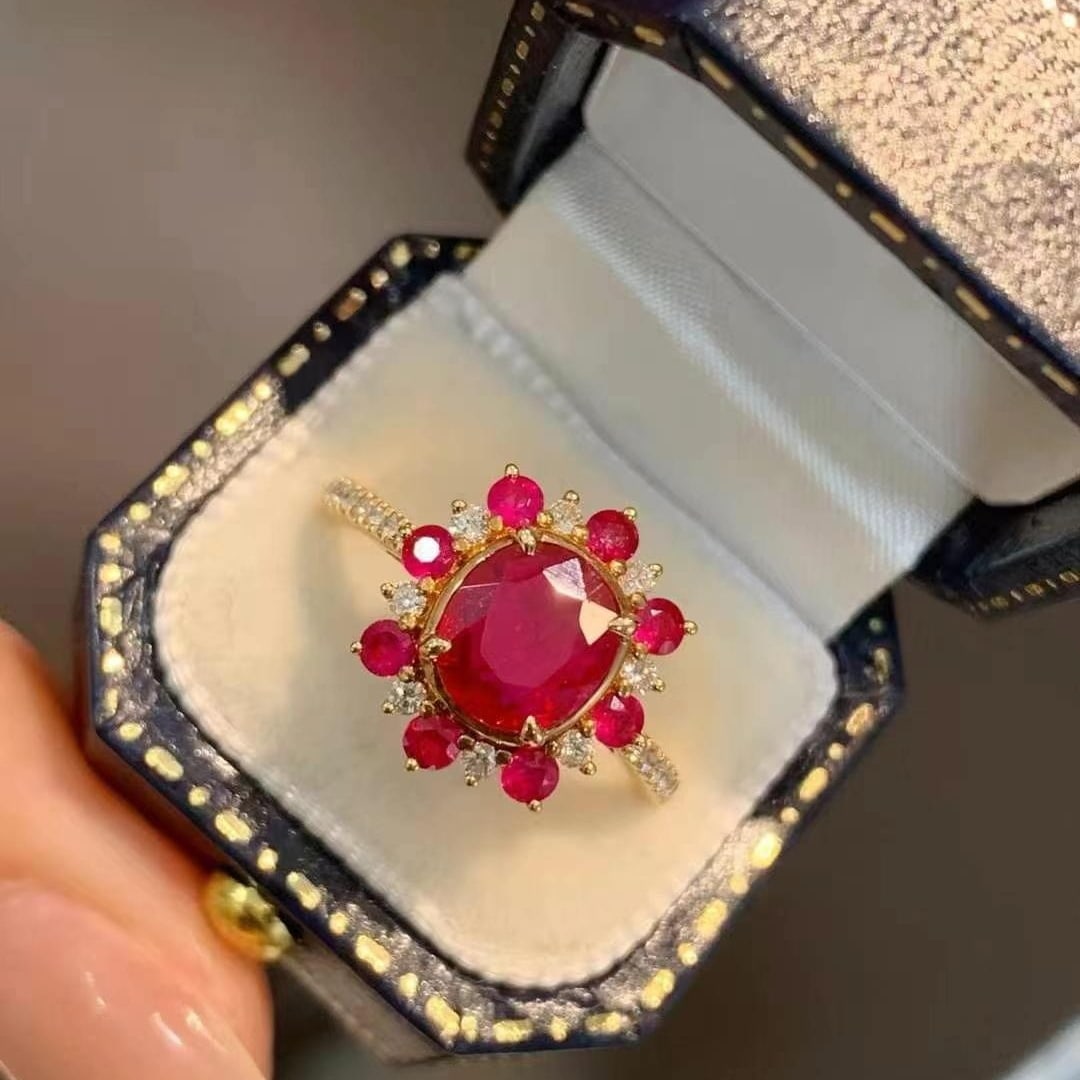 14k Gold 1.72 Ctw Natural Ruby & Ruby Ring - 2