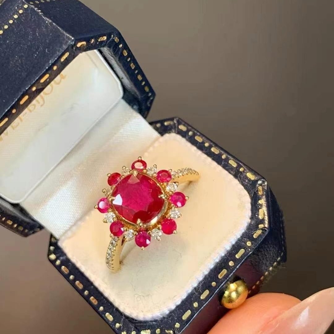 14k Gold 1.72 Ctw Natural Ruby & Ruby Ring - 3