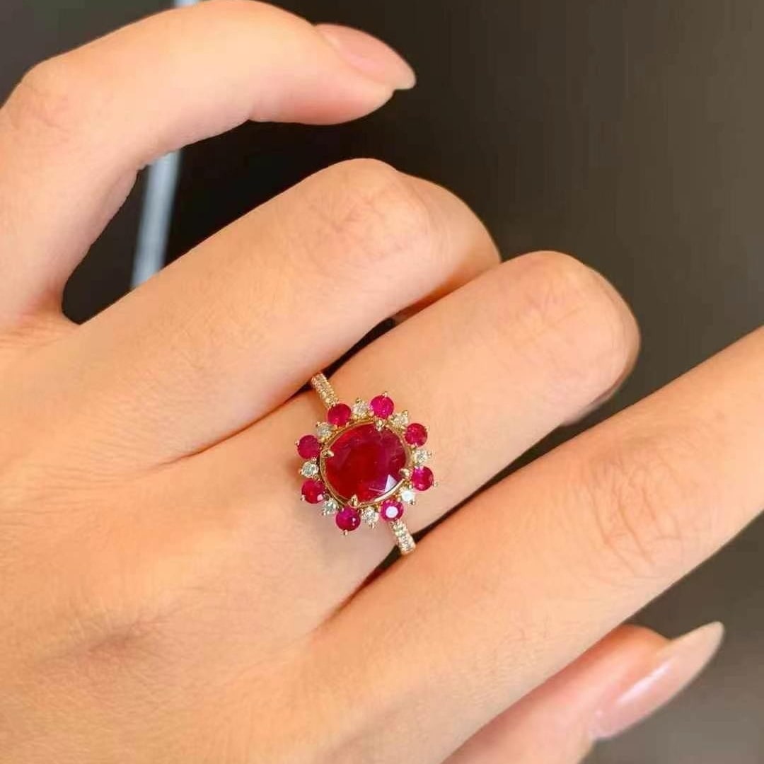 14k Gold 1.72 Ctw Natural Ruby & Ruby Ring - 4