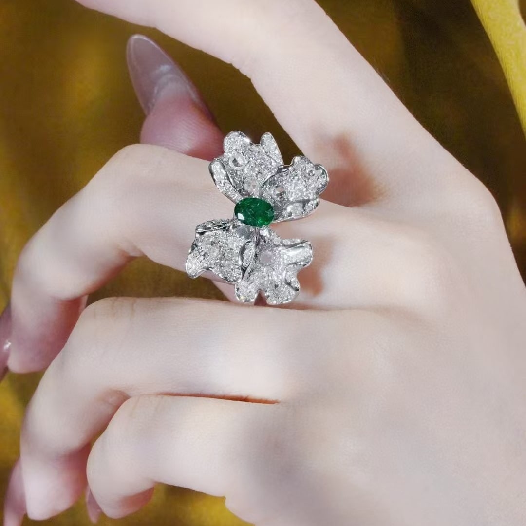 14k Gold 1.66 Ctw Vivid Green Natural Emerald & Diamond Ring/pendant( Without Chain ) - 3
