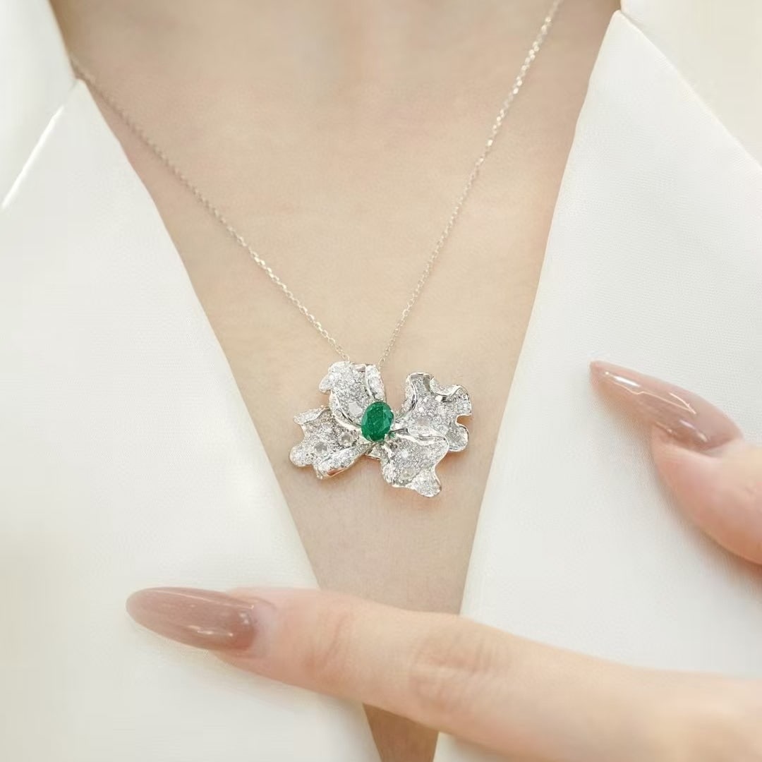 14k Gold 1.66 Ctw Vivid Green Natural Emerald & Diamond Ring/pendant( Without Chain ) - 4