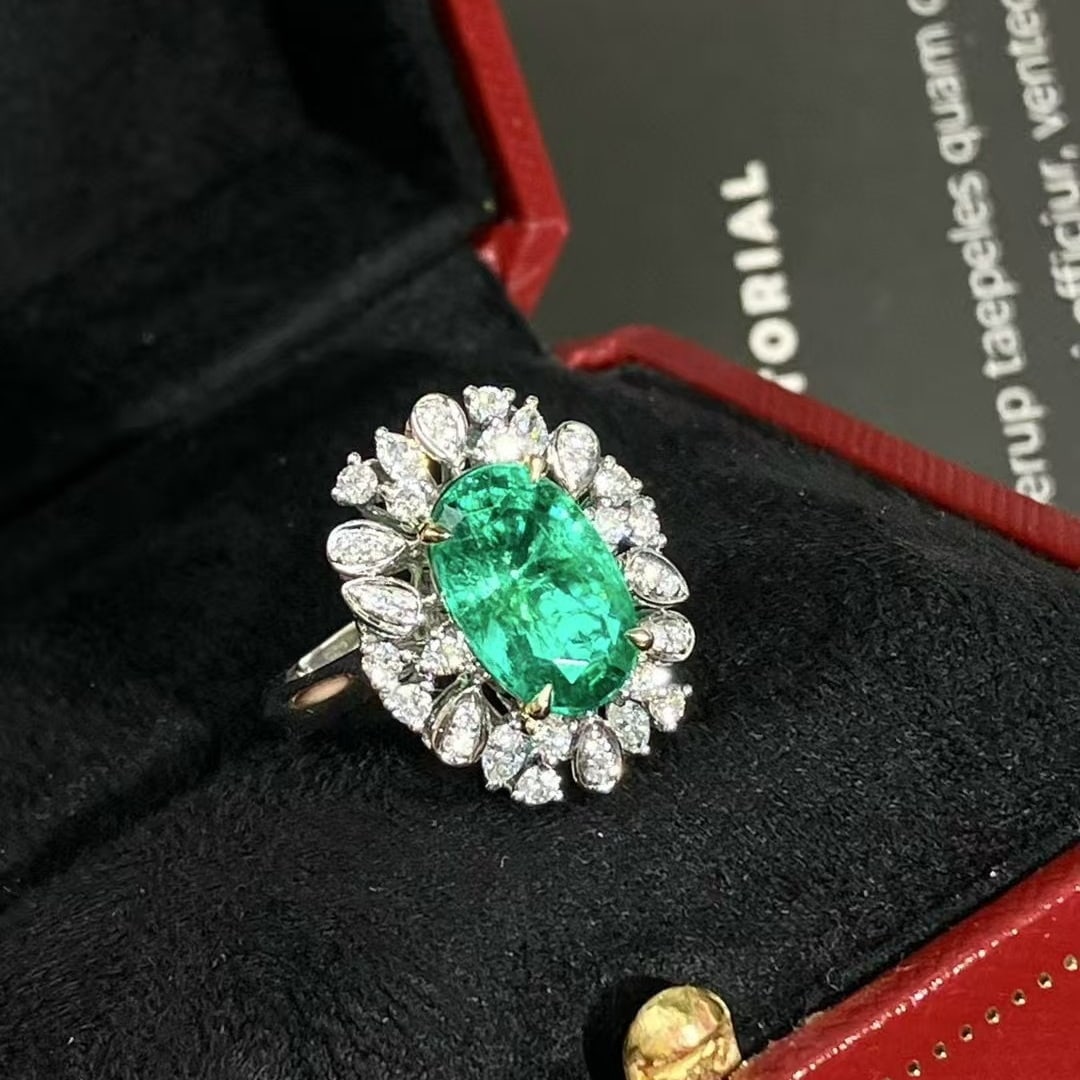 14k Gold 3.35 Ctw Natural Emerald & Diamond Ring - 3