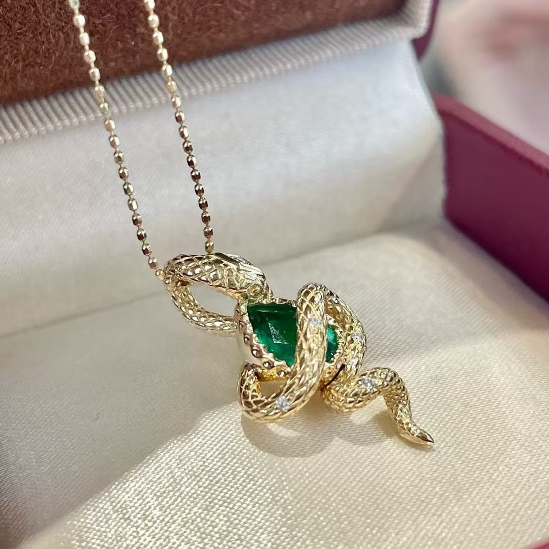 14k Gold 1 Ct Vivid Green Natural Emerald & Diamond Pendant( Without Chain ) - 3