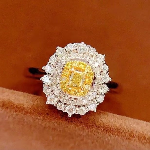 14k Gold 0.26 Ct Natural Yellow Diamond & Diamond Ring/pendant( Without Chain ) - 2