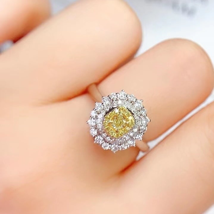 14k Gold 0.26 Ct Natural Yellow Diamond & Diamond Ring/pendant( Without Chain ) - 5