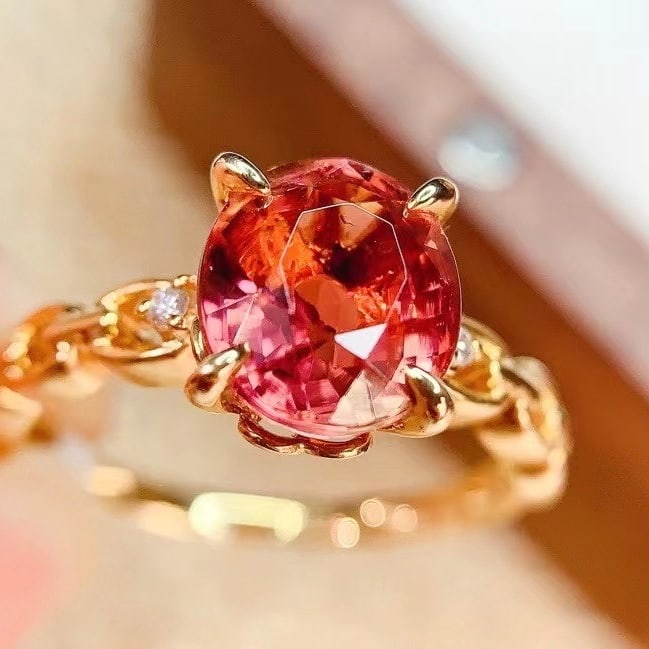 14k Gold 2.82 Ct Natural Tourmaline & Diamond Ring - 2