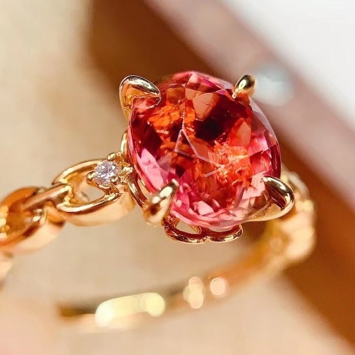 14k Gold 2.82 Ct Natural Tourmaline & Diamond Ring - 3