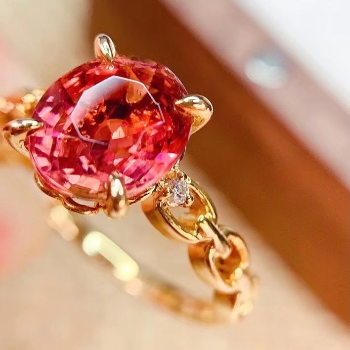 14k Gold 2.82 Ct Natural Tourmaline & Diamond Ring - 4
