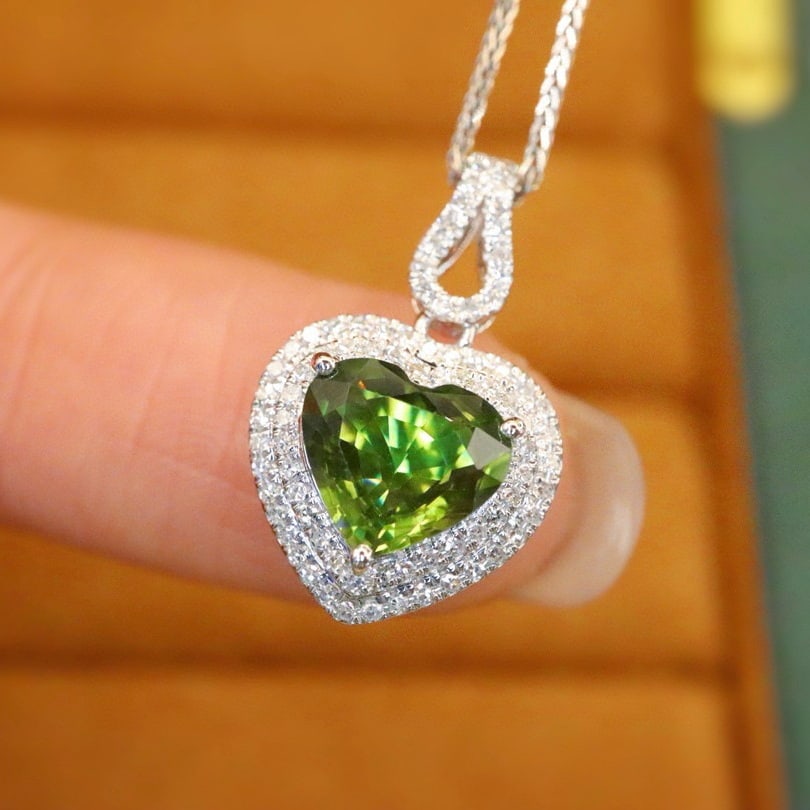 14k Gold 1.70 Ctw Natural Sapphire & Diamond Pendant( Without Chain ) - 2