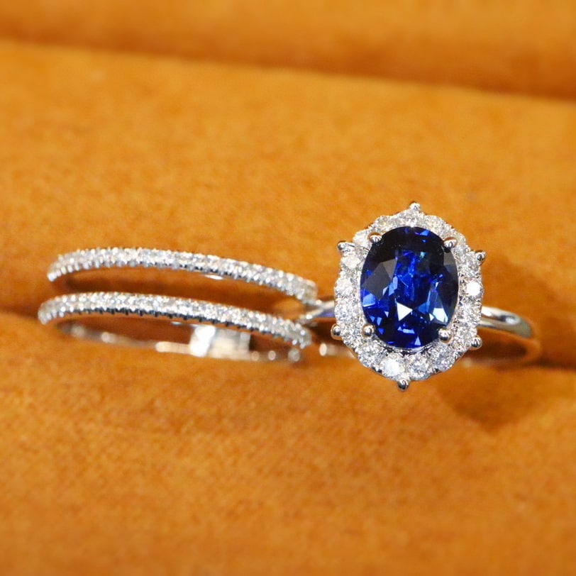 14k Gold 1.63 Ctw Natural Sapphire & Diamond Ring - 4