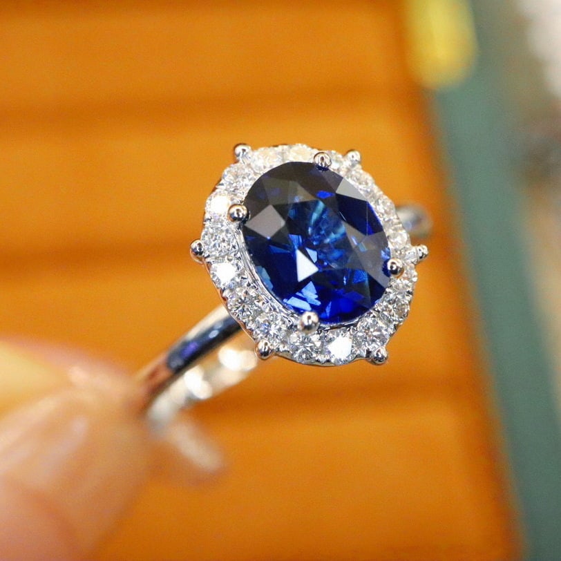 14k Gold 1.63 Ctw Natural Sapphire & Diamond Ring - 5