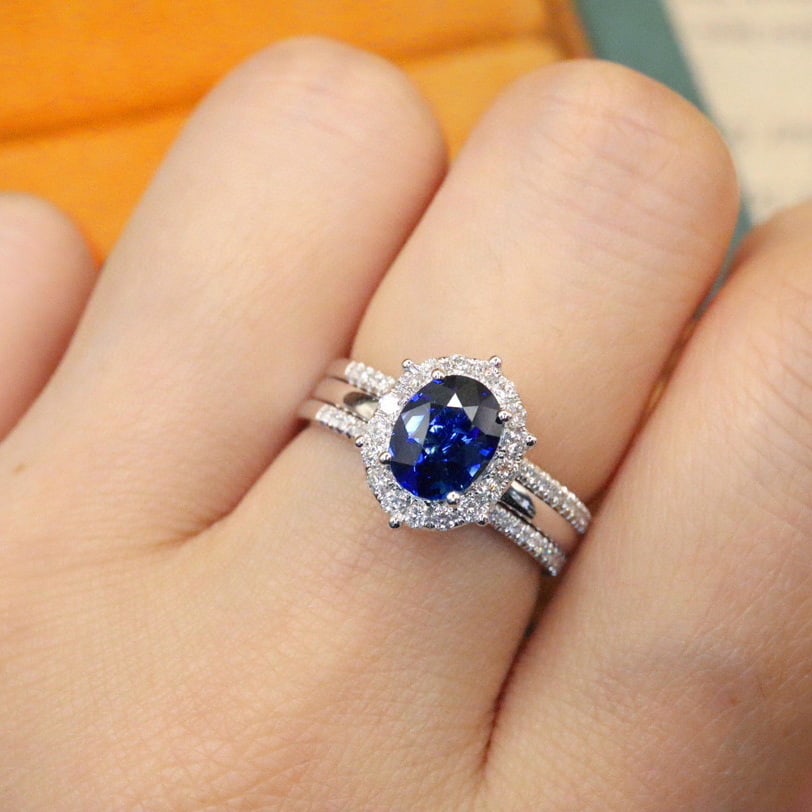 14k Gold 1.63 Ctw Natural Sapphire & Diamond Ring - 8