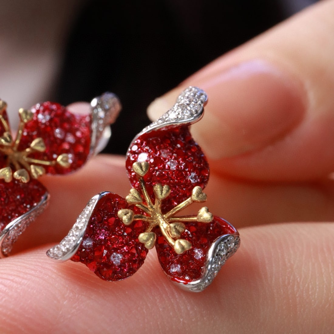 14k Gold 1.57 Ctw Natural Ruby & Diamond Earrings - 5