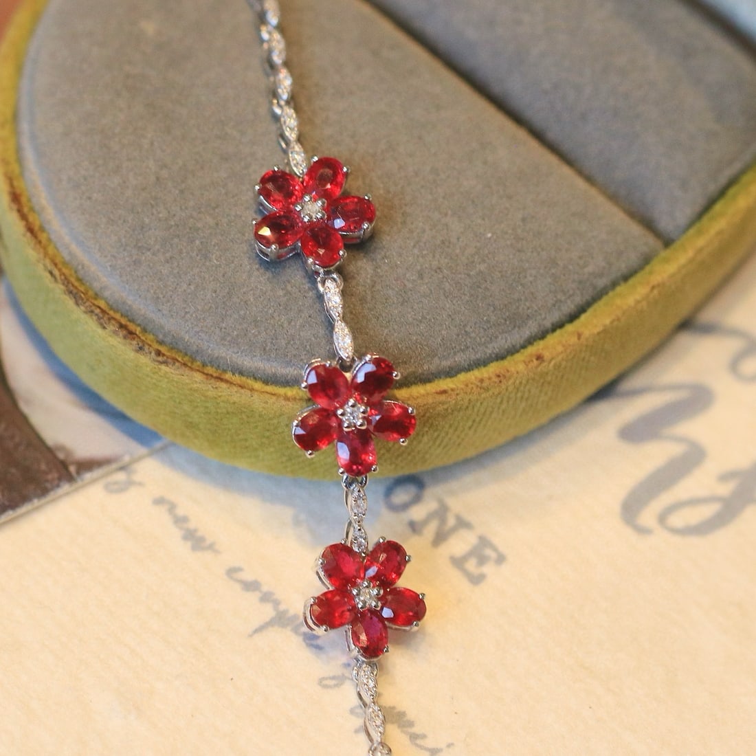 14k Gold 3.37 Ctw Natural Ruby & Diamond Bracelet - 3