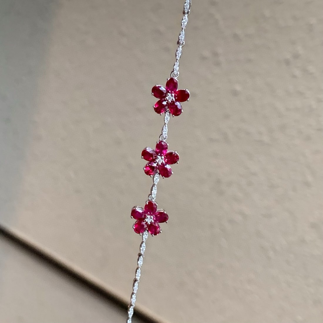 14k Gold 3.37 Ctw Natural Ruby & Diamond Bracelet - 5