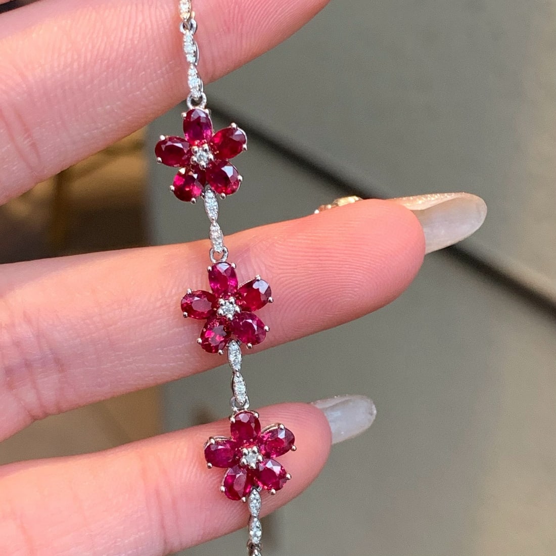 14k Gold 3.37 Ctw Natural Ruby & Diamond Bracelet - 6
