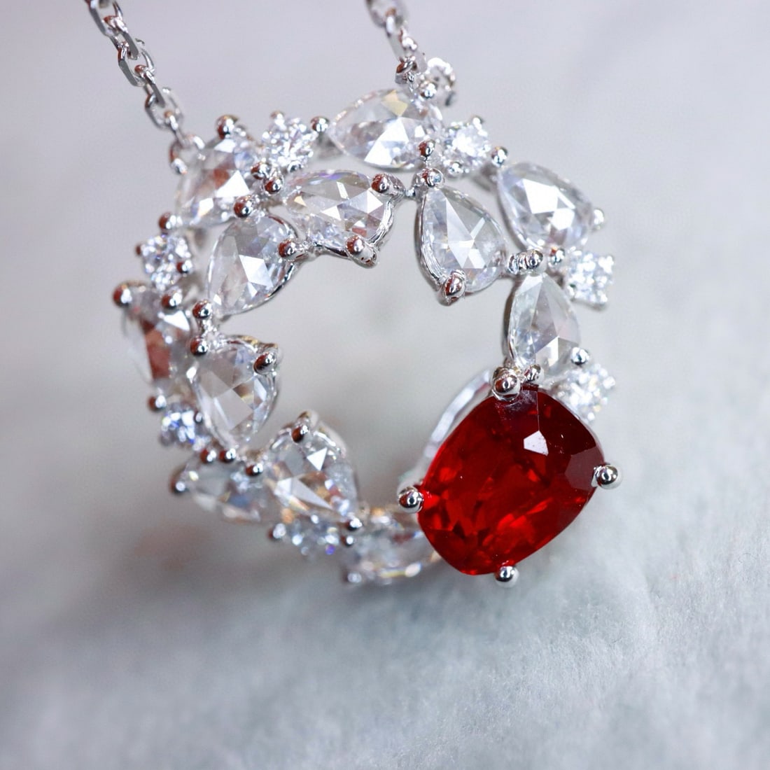 14k Gold 1.38 Ctw Natural Ruby & Diamond Pendant( Without Chain ) - 4