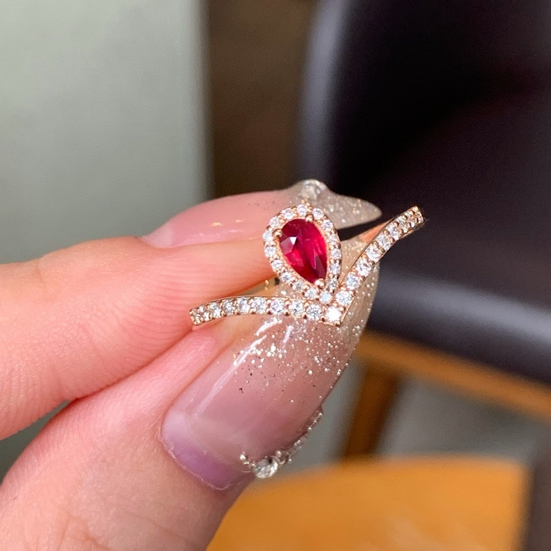 14k Gold 0.52 Ctw Natural Ruby & Diamond Ring - 5