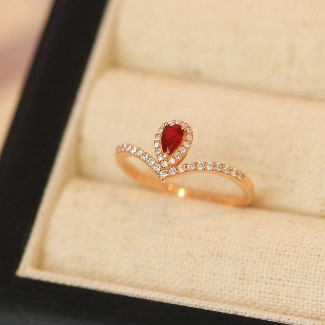 14k Gold 0.52 Ctw Natural Ruby & Diamond Ring - 7