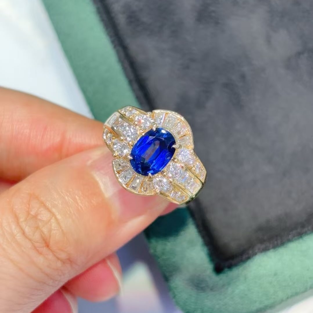 14k Gold 3.63 Ctw Natural Sapphire & Diamond Ring (1 of 5)