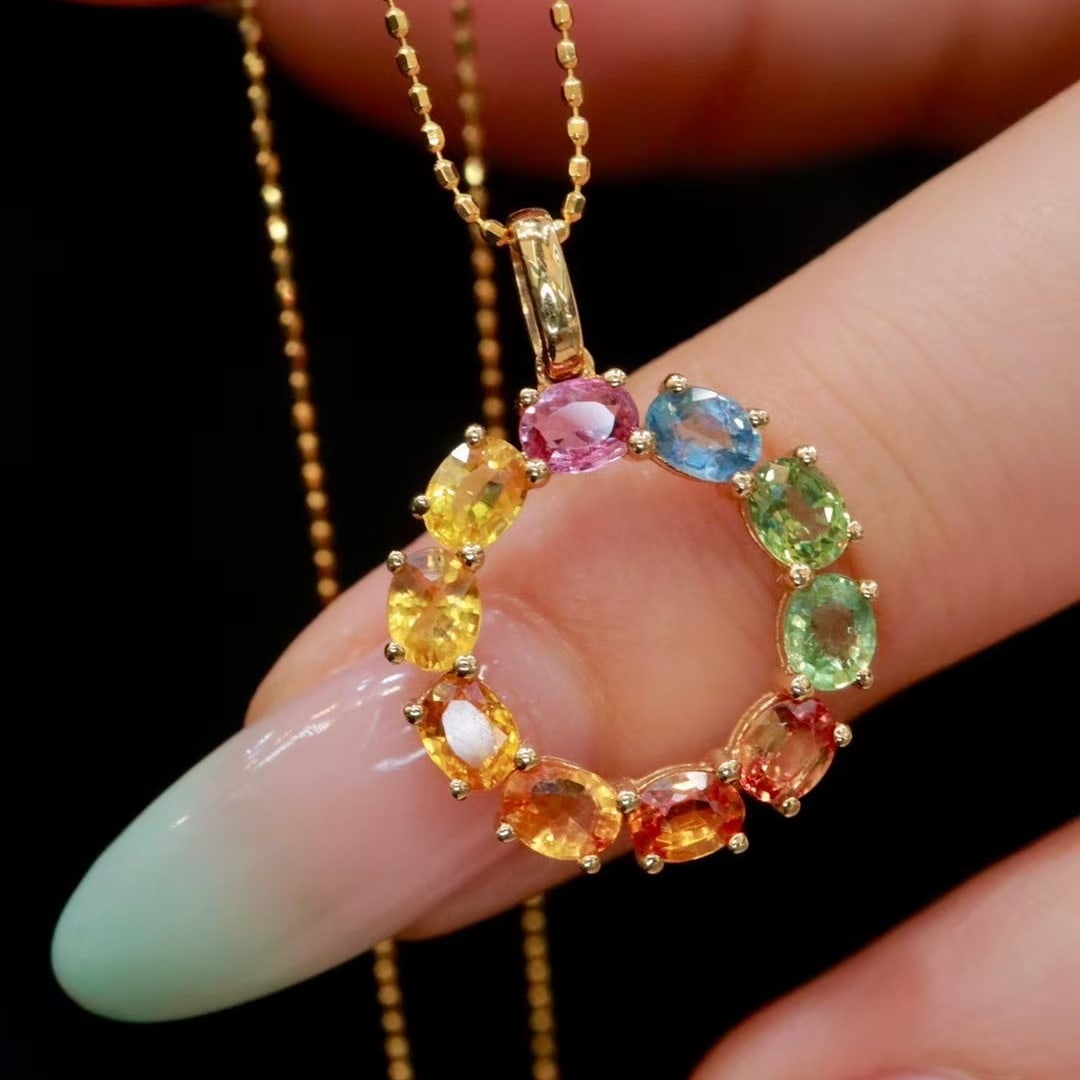 14k Gold 2.6 Ct Natural Sapphire Necklace - 2