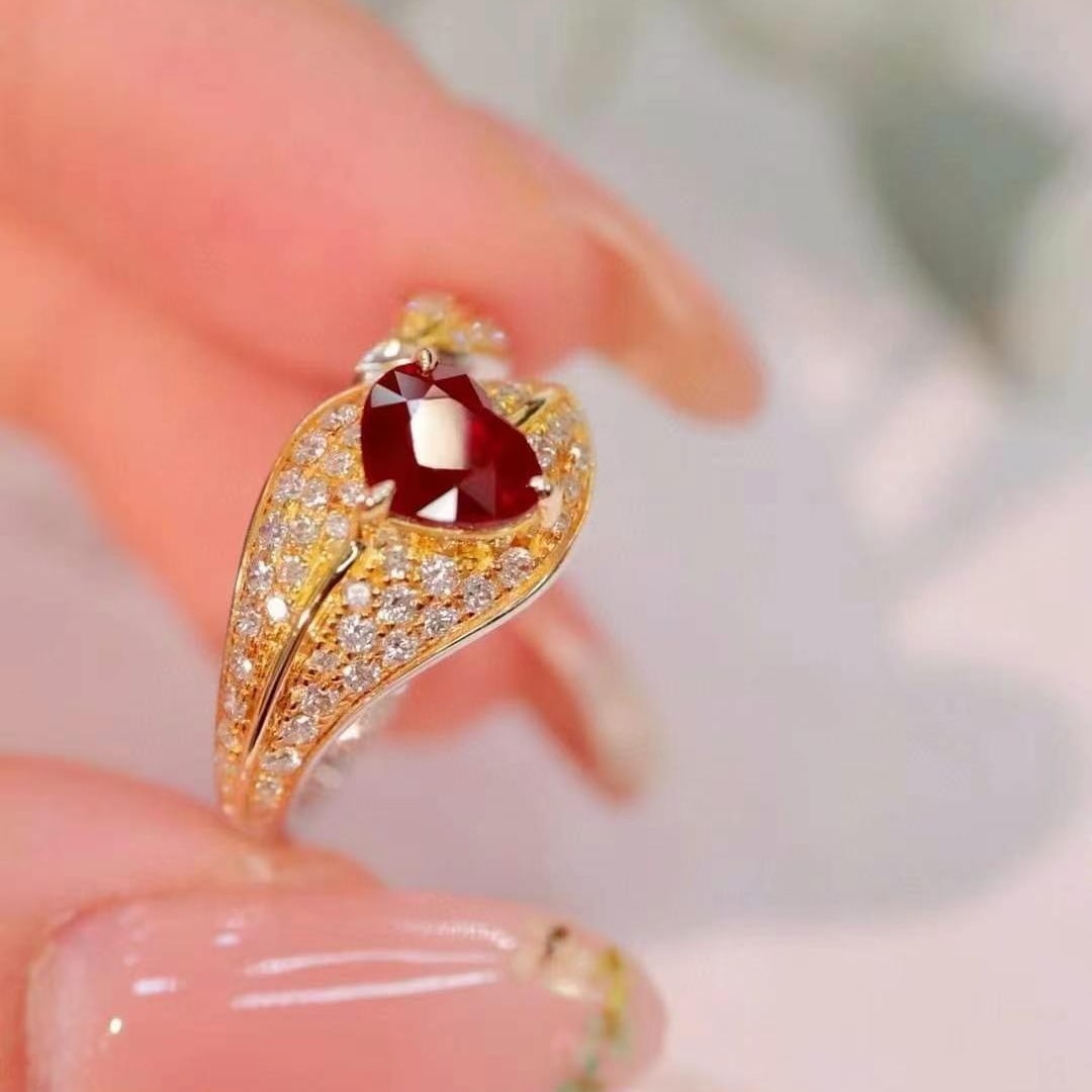 14k Gold 1.42 Ctw Vivid Red Natural Ruby & Diamond Ring - 4