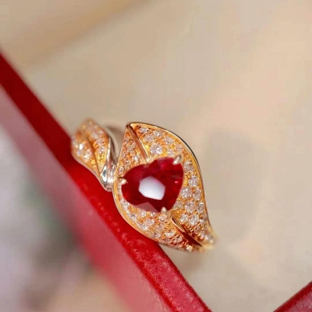 14k Gold 1.42 Ctw Vivid Red Natural Ruby & Diamond Ring - 5