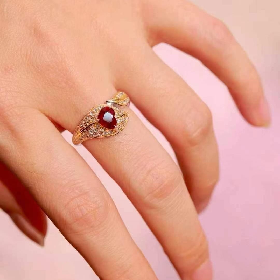 14k Gold 1.42 Ctw Vivid Red Natural Ruby & Diamond Ring - 6