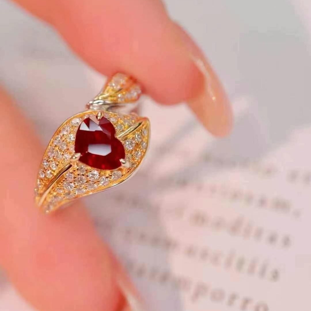 14k Gold 1.42 Ctw Vivid Red Natural Ruby & Diamond Ring - 8