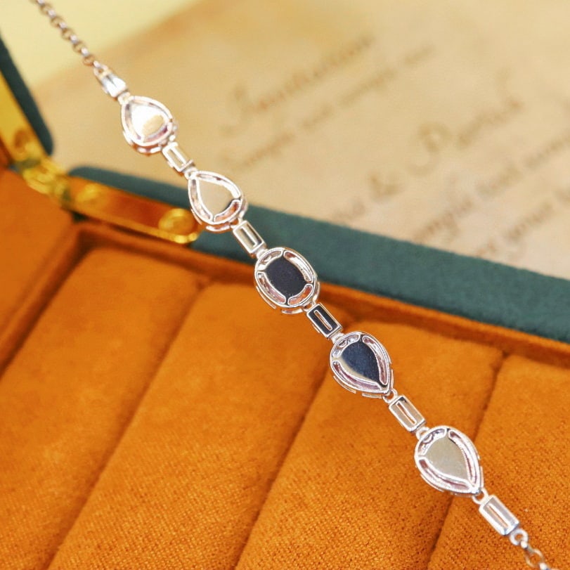 14k Gold 4.45 Ctw Natural Padparadscha Sapphire & Diamond Bracelet - 4
