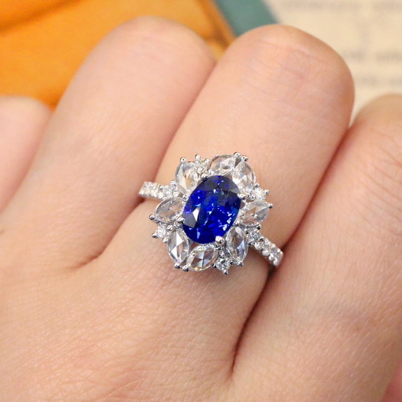 14k Gold 2.15 Ctw Natural Sapphire & Diamond Ring - 5
