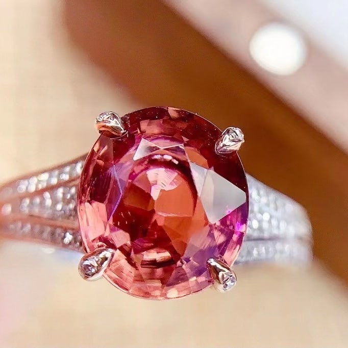 14k Gold 3.36 Ct Natural Tourmaline & Diamond Ring - 2