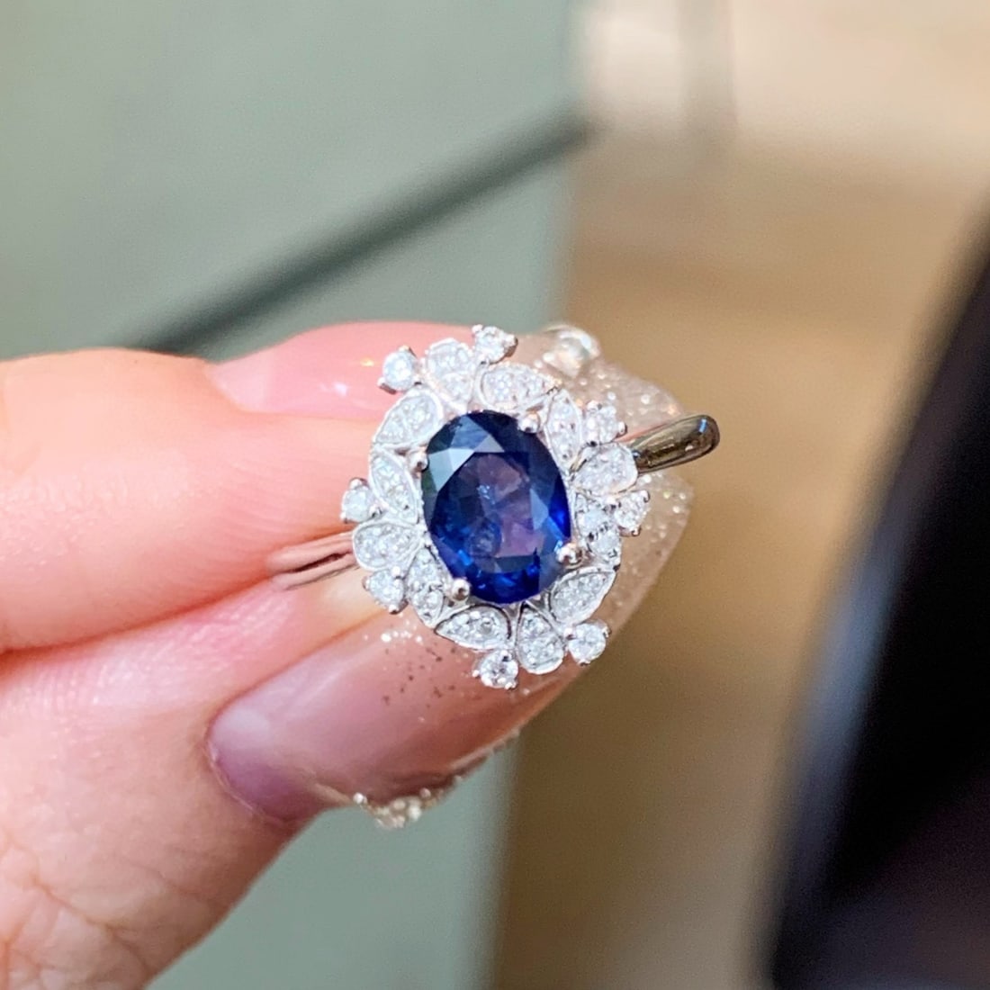 14k Gold 1.43 Ctw Natural Sapphire & Diamond Ring - 3