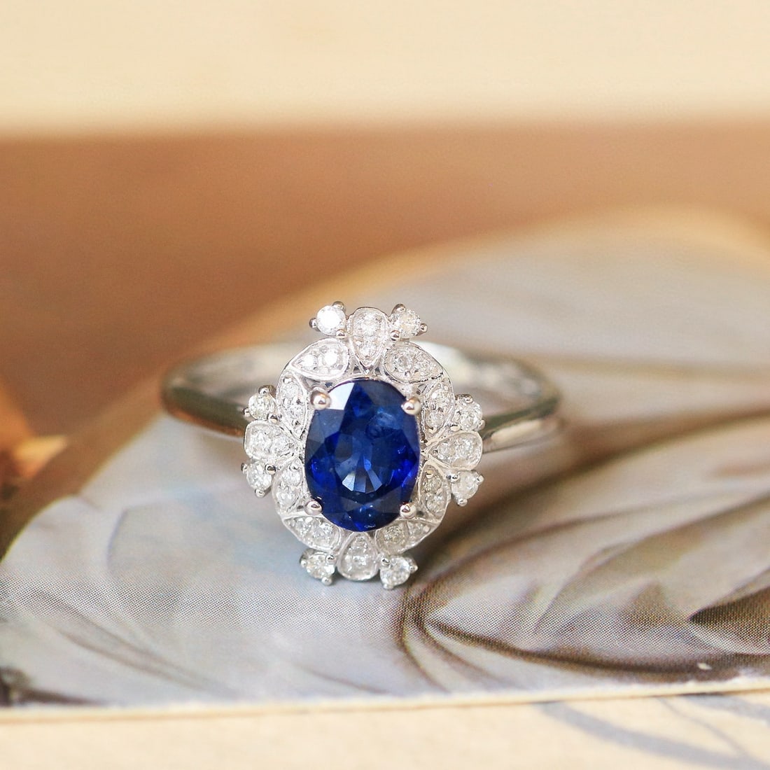 14k Gold 1.43 Ctw Natural Sapphire & Diamond Ring - 4