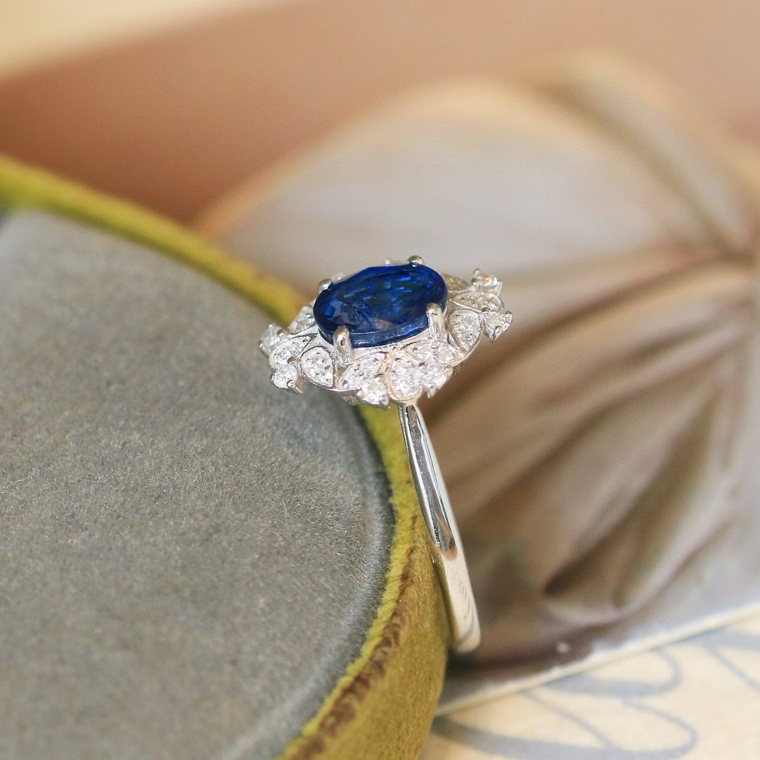 14k Gold 1.43 Ctw Natural Sapphire & Diamond Ring - 7