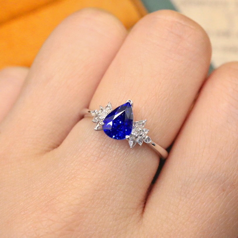 14k Gold 1.34 Ctw Natural Sapphire & Diamond Ring - 5