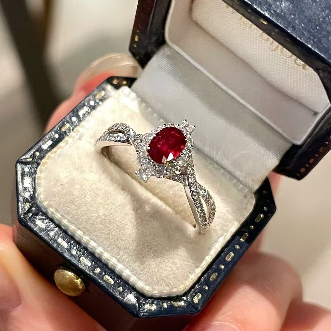 14k Gold 0.48 Ct Natural Ruby & Diamond Ring - 3