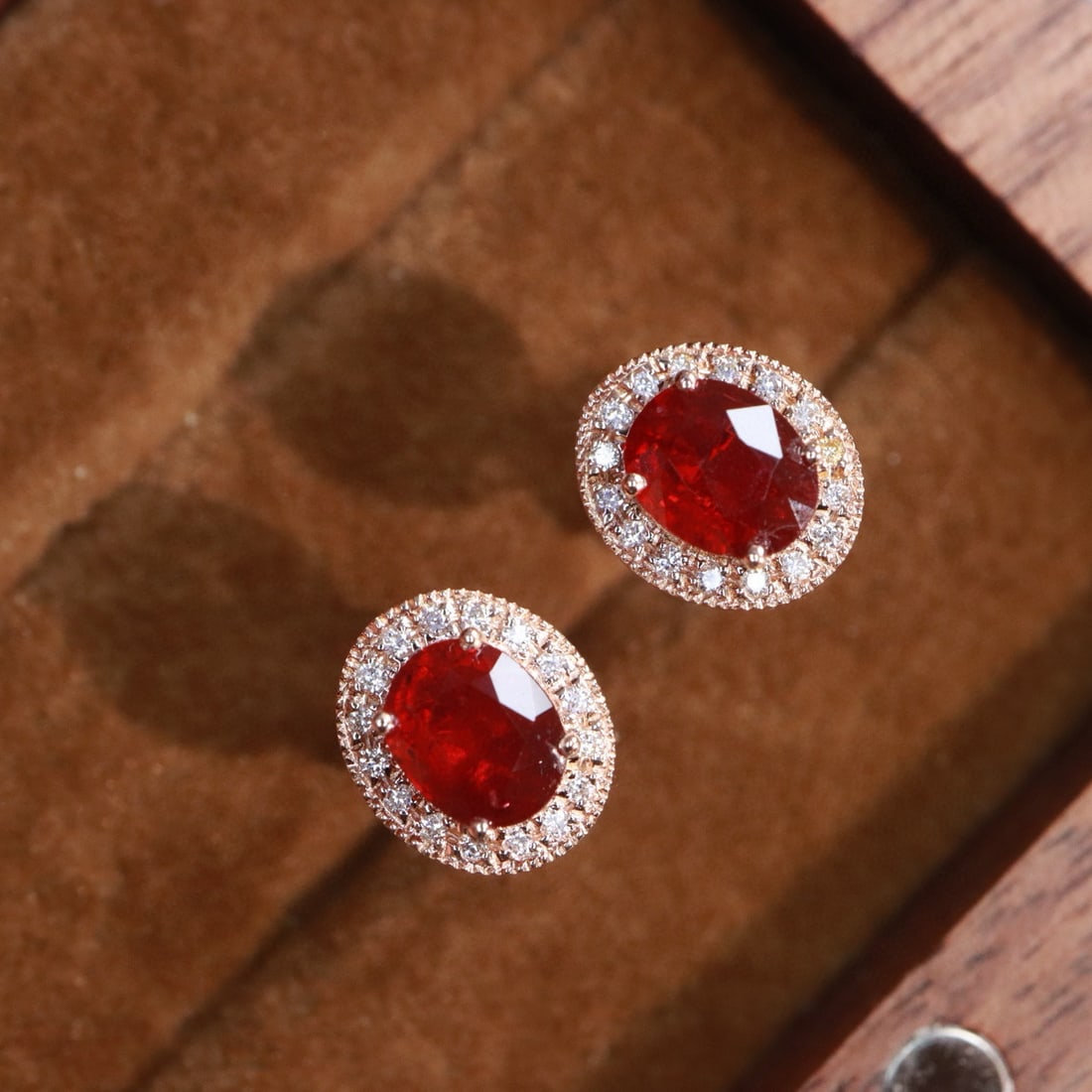 14k Gold 1.25 Ctw Natural Ruby & Diamond Earrings - 5