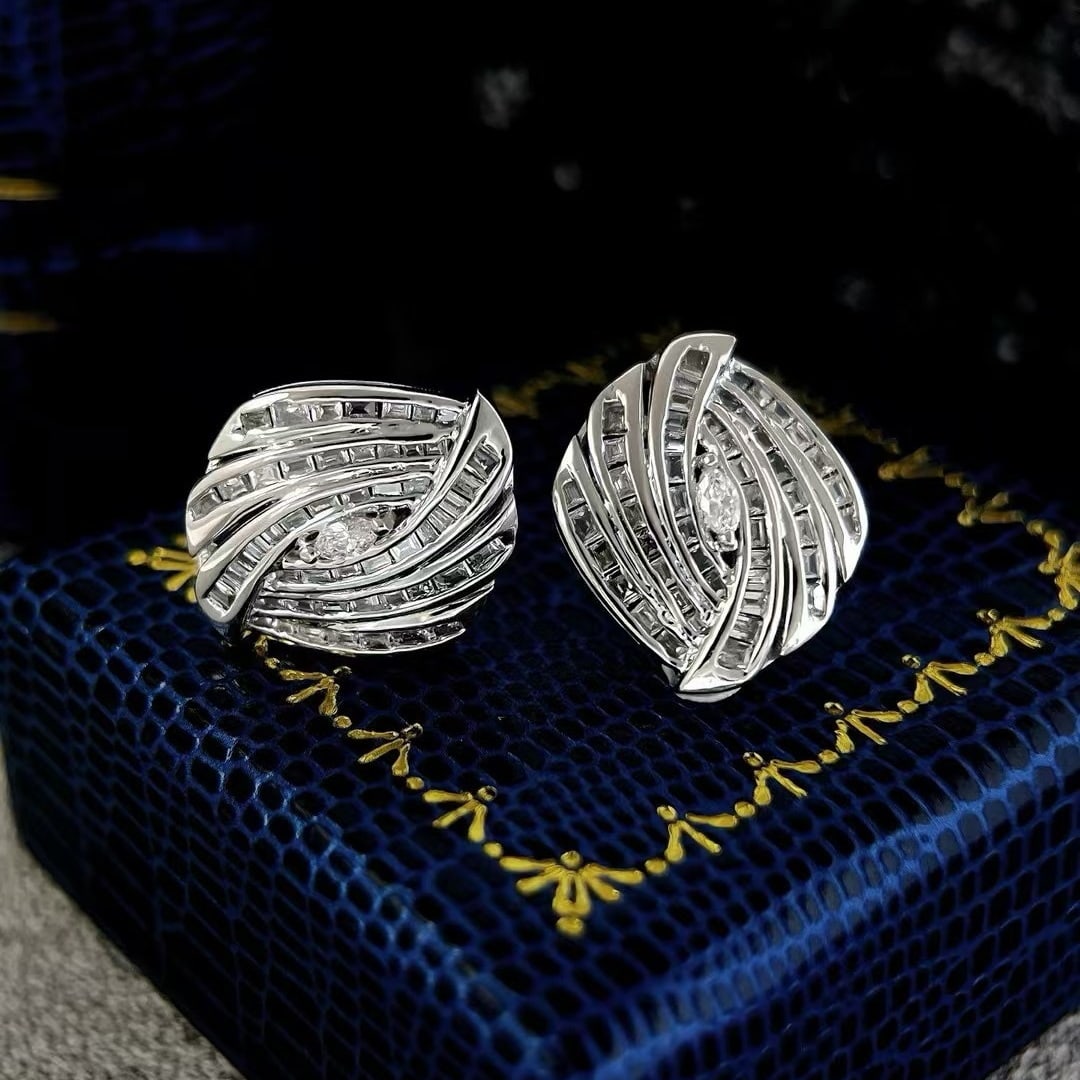 14k Gold 0.9 Ct Natural H Diamond Earrings - 4
