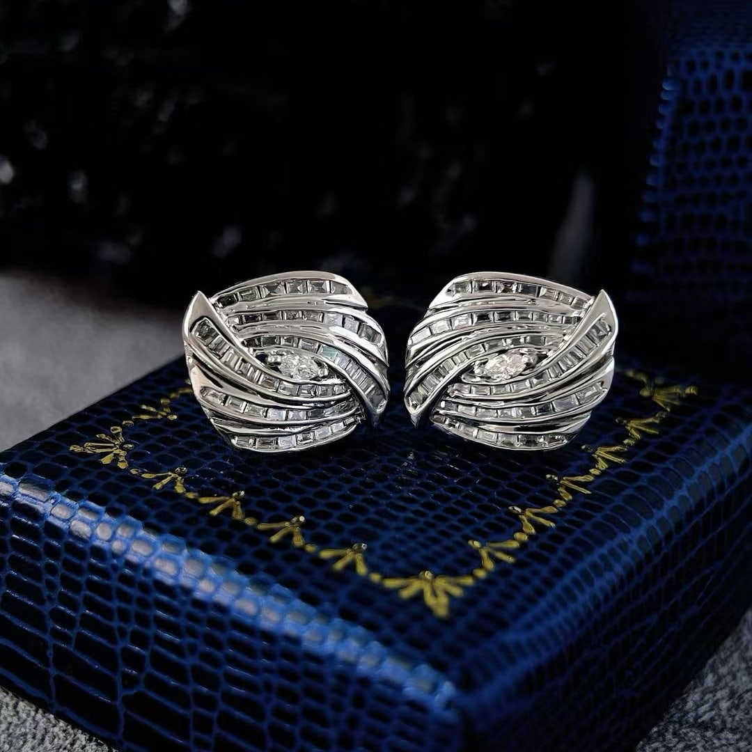 14k Gold 0.9 Ct Natural H Diamond Earrings - 5