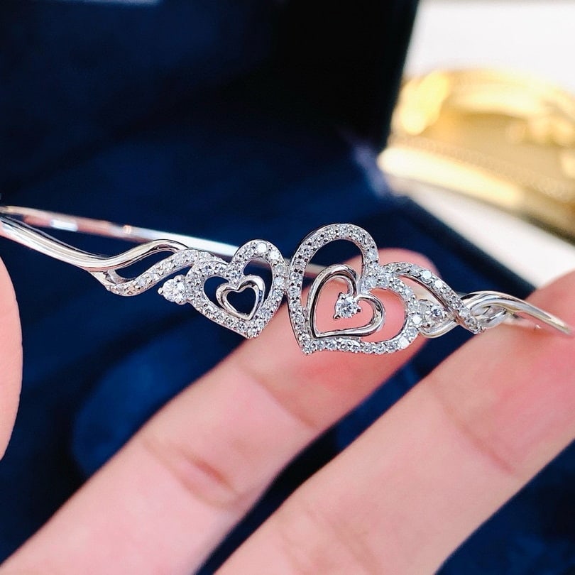 14k Gold 0.50 Ct Natural H Diamond Bangle - 3
