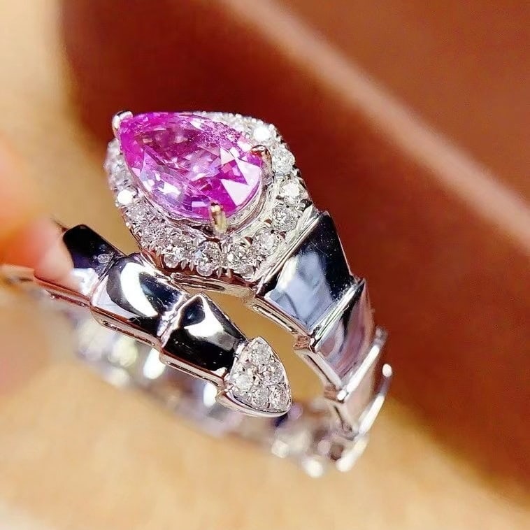 14k Gold 1 Ct Natural Sapphire & Diamond Ring - 2