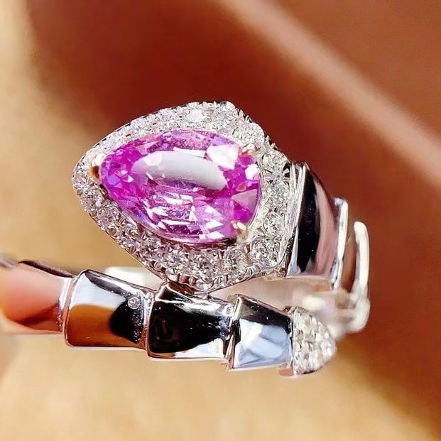 14k Gold 1 Ct Natural Sapphire & Diamond Ring - 3