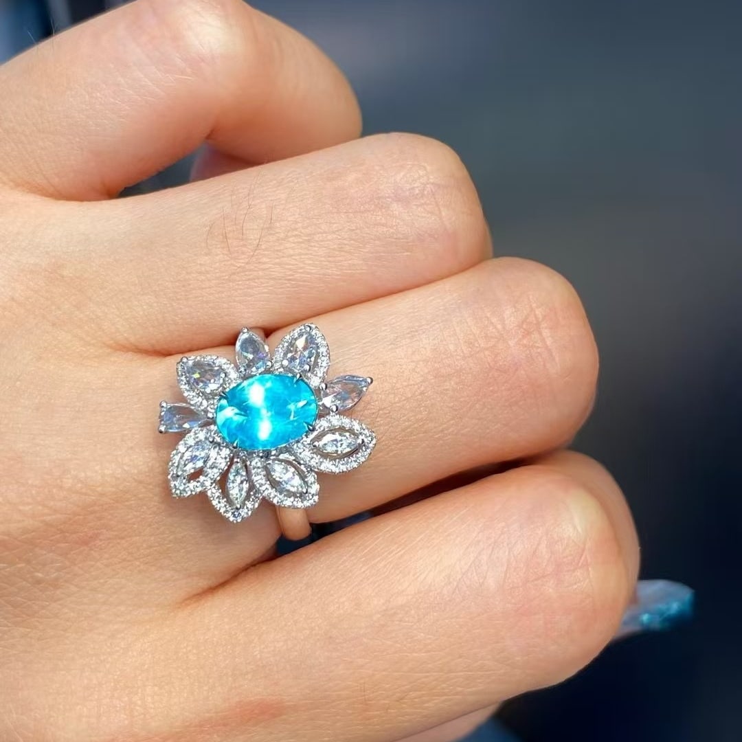 14k Gold 1.96 Ctw Natural Paraiba Tourmaline & Diamond Ring - 4