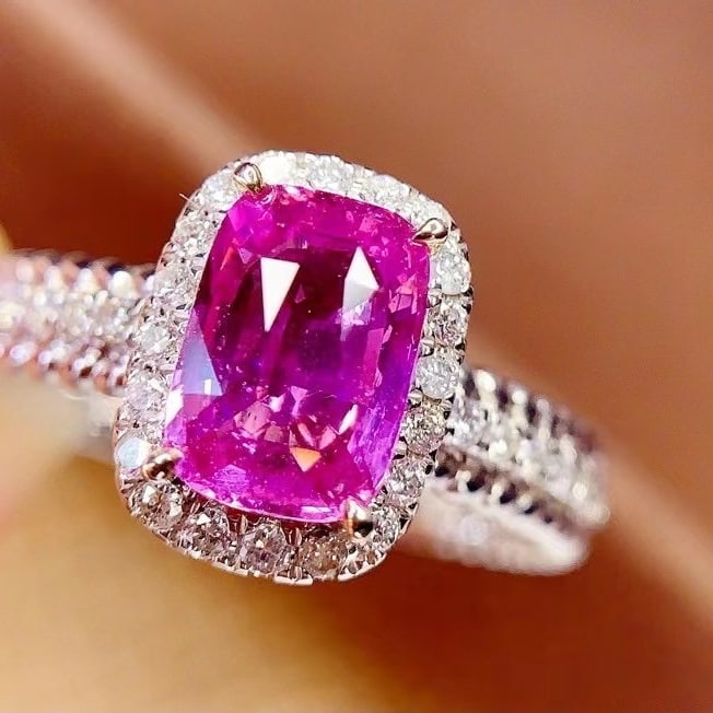 14k Gold 1.8 Ct Natural Sapphire & Diamond Ring - 5